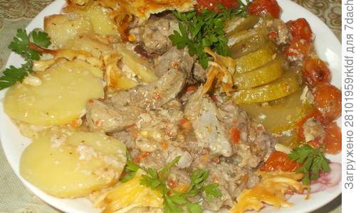 Индейка с картофелем и кабачком, запеченная в духовке - 7dach.ru