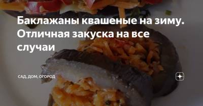 Баклажаны квашеные на зиму. Отличная закуска на все случаи - zen.yandex.ru