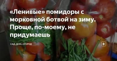 «Ленивые» помидоры с морковной ботвой на зиму. Проще, по-моему, не придумаешь - zen.yandex.ru